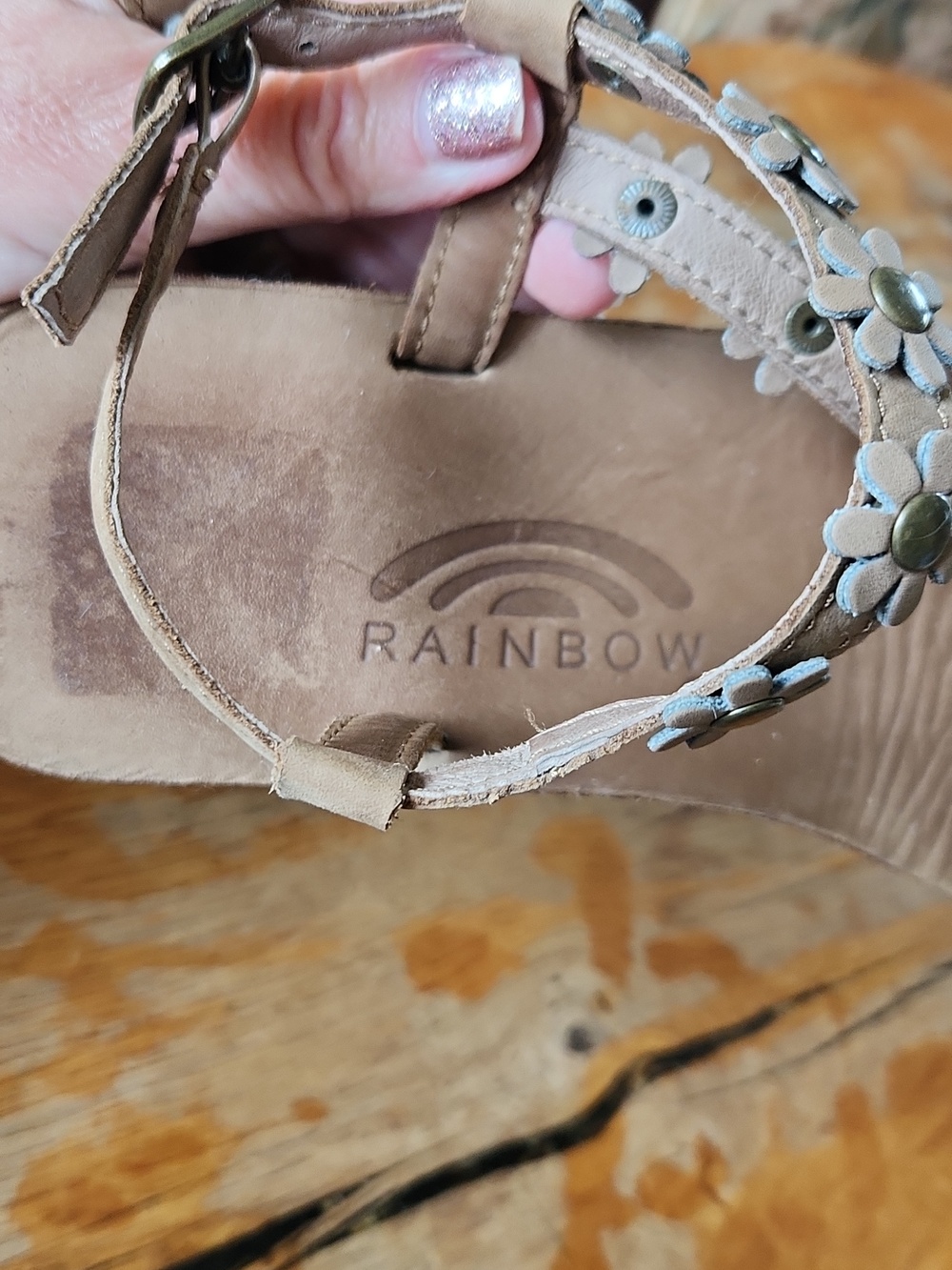 Rainbow Brown Floral Sandals sz 8 BOHO - Picture 9 of 16
